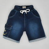 Youmaa-Boys -Summer Looser Shorts -Soft Wash-Side Large Utility Pocket-Draw Strings-CloudTouch Fibre 100% Cotton Denims-Blue