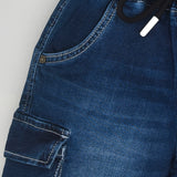 Youmaa-Boys -Summer Looser Shorts -Soft Wash-Rocket Patch -Side Large Utility Pocket-CloudTouch Fibre 100% Cotton Denims-Blue