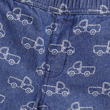 Youmaa-Loose Knee Length Shorts Denim Printed,Soft 100% Cotton