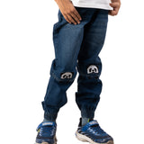 Youmaa Unisex Light Washed Panda Detailed Joggers - Blue