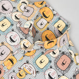 Youmaa 100% Cotton Half Sleeve Smiling Vacation Printed Collared Shirt Grey