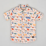 Youmaa 100% Cotton Half Sleeve Dino Adventure Printed Shirt Peach