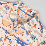 Youmaa 100% Cotton Half Sleeve Dino Adventure Printed Shirt Peach