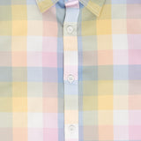 Youmaa 100% Cotton Fall Sleeve Checked Collared Shirt Multi Pink