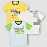 Youmaa-Trio Pack Tshirt-Half Sleeves -Chest Print-Colour--Soft Cloud Touch Fibre 100% Cotton Knits