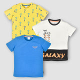 Youmaa-Trio Pack Tshirt-Half Sleeves -Vibrant -All Over Print -Soft Cloud Touch Fibre 100% Cotton Knits