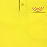 Youmaa Boys -100% Cotton Knits Polo Player Tshirt - Contrast Collared Half Sleeves-Chest Rainbow Embroidery -Regular Length- Micro Fibre Cloud Wash Softness-Yellow