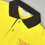 Youmaa Boys -100% Cotton Knits Polo Player Tshirt - Contrast Collared Half Sleeves-Chest Rainbow Embroidery -Regular Length- Micro Fibre Cloud Wash Softness-Yellow
