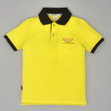 Youmaa Boys -100% Cotton Knits Polo Player Tshirt - Contrast Collared Half Sleeves-Chest Rainbow Embroidery -Regular Length- Micro Fibre Cloud Wash Softness-Yellow