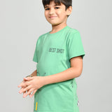 Youmaa 100% Cotton Half Sleeves Round Neck Sports Printed T-Shirt Green