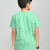 Youmaa 100% Cotton Half Sleeves Round Neck Sports Printed T-Shirt Green