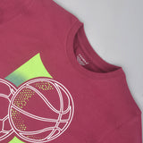 Youmaa 100% Cotton Half Sleeves Round Neck Sports Printed T-Shirt Wine