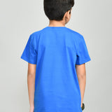 Youmaa 100% Cotton Half Sleeves Round Neck Sports Printed T-Shirt Blue