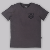Youmaa 100% Cotton Half Sleeves Round Neck Fearless Tiger Printed T-Shirt Grey