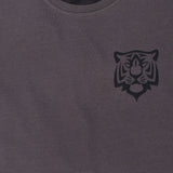 Youmaa 100% Cotton Half Sleeves Round Neck Fearless Tiger Printed T-Shirt Grey