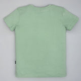 Youmaa 100% Cotton Half Sleeves Round Neck Typographic Printed T-Shirt Sage Green