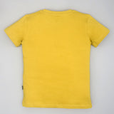 Youmaa 100% Cotton Half Sleeves Round Neck My Typographic World Printed T-Shirt Yellow
