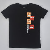 Youmaa 100% Cotton Half Sleeves Round Neck Graffiti Emoji Printed T-Shirt Black