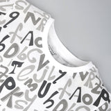 Youmaa 100% Cotton Half Sleeves Round Neck Alphabet Printed T-Shirt White