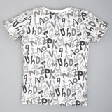 Youmaa 100% Cotton Half Sleeves Round Neck Alphabet Printed T-Shirt White