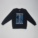 Youmaa 100% Cotton Full Sleeves Round Neck with bold text Printed Sweatshirt Navy