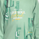 Youmaa 100% Cotton Full Sleeves Round Neck Graffiti Printed Sweatshirt Green