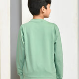 Youmaa 100% Cotton Full Sleeves Round Neck Graffiti Printed Sweatshirt Green