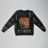 Youmaa 100% Cotton Full Sleeves Round Neck Typography Printed Sweatshirt Black