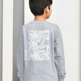 Youmaa 100% Cotton Full Sleeves Round Neck Abstract both side Printed Sweatshirt Grey