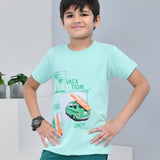 Youmaa 100% Cotton Half Sleeves Beach Graphics Printed T-Shirt - Green