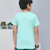 Youmaa 100% Cotton Half Sleeves Beach Graphics Printed T-Shirt - Green