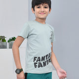 Youmaa 100% Cotton Half Sleeves Surfing Graphics Printed T-Shirt - Green