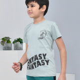 Youmaa 100% Cotton Half Sleeves Surfing Graphics Printed T-Shirt - Green