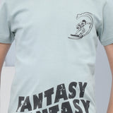 Youmaa 100% Cotton Half Sleeves Surfing Graphics Printed T-Shirt - Green