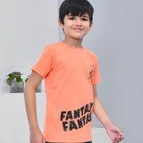 Youmaa 100% Cotton Half Sleeves Surfing Graphics Printed T-Shirt - Orange