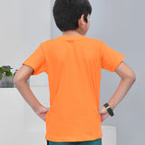 Youmaa 100% Cotton Half Sleeves Music Graphics Printed T-Shirt - Orange
