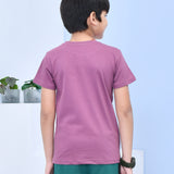 Youmaa 100% Cotton Half Sleeves Music Graphics Printed T-Shirt - Purple