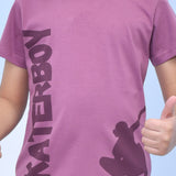 Youmaa 100% Cotton Half Sleeves Skating Graphics Printed T-Shirt - Purple