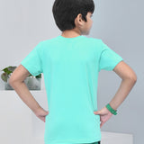 Youmaa 100% Cotton Half Sleeves Achieve Typography Printed T-Shirt - Green