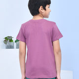 Youmaa 100% Cotton Half Sleeves Achieve Typography Printed T-Shirt - Purple