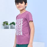 Youmaa 100% Cotton Half Sleeves Achieve Typography Printed T-Shirt - Purple