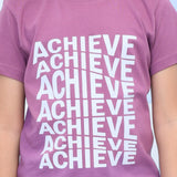 Youmaa 100% Cotton Half Sleeves Achieve Typography Printed T-Shirt - Purple