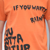Youmaa 100% Cotton Half Sleeves Typography Printed T-Shirt - Rust