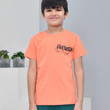 Youmaa 100% Cotton Half Sleeves Skating Graphics Printed T-Shirt - Orange