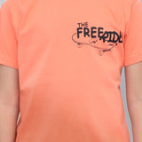 Youmaa 100% Cotton Half Sleeves Skating Graphics Printed T-Shirt - Orange
