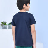 Youmaa 100% Cotton Half Sleeves Yes You Can Typography Printed T-Shirt - Blue