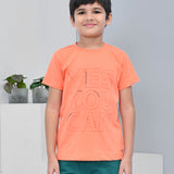 Youmaa 100% Cotton Half Sleeves Yes You Can Typography Printed T-Shirt - Orange