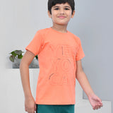 Youmaa 100% Cotton Half Sleeves Yes You Can Typography Printed T-Shirt - Orange