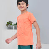 Youmaa 100% Cotton Half Sleeves Yes You Can Typography Printed T-Shirt - Orange