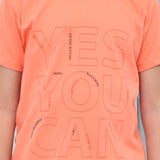 Youmaa 100% Cotton Half Sleeves Yes You Can Typography Printed T-Shirt - Orange